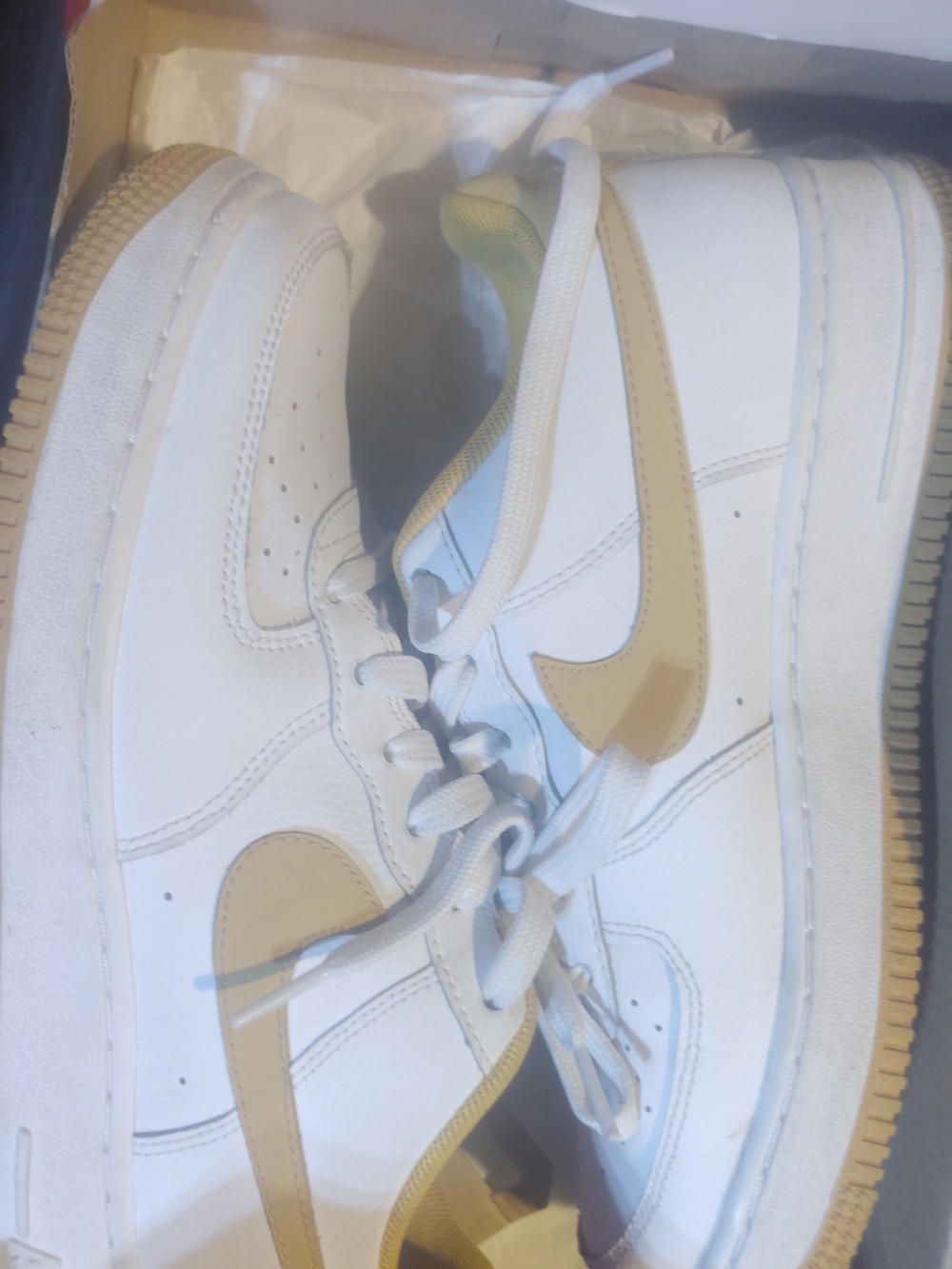 Nike ACG White Sneakers with Tan Swoosh